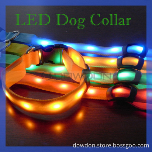 Colorful Nylon Dog Collar and LED Pet Collar for Safety Protection (DC-001)